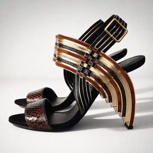 Salvatore Ferragamo Lenny F/W 2015 Runway Art Deco heels, *never worn* w/dustbag